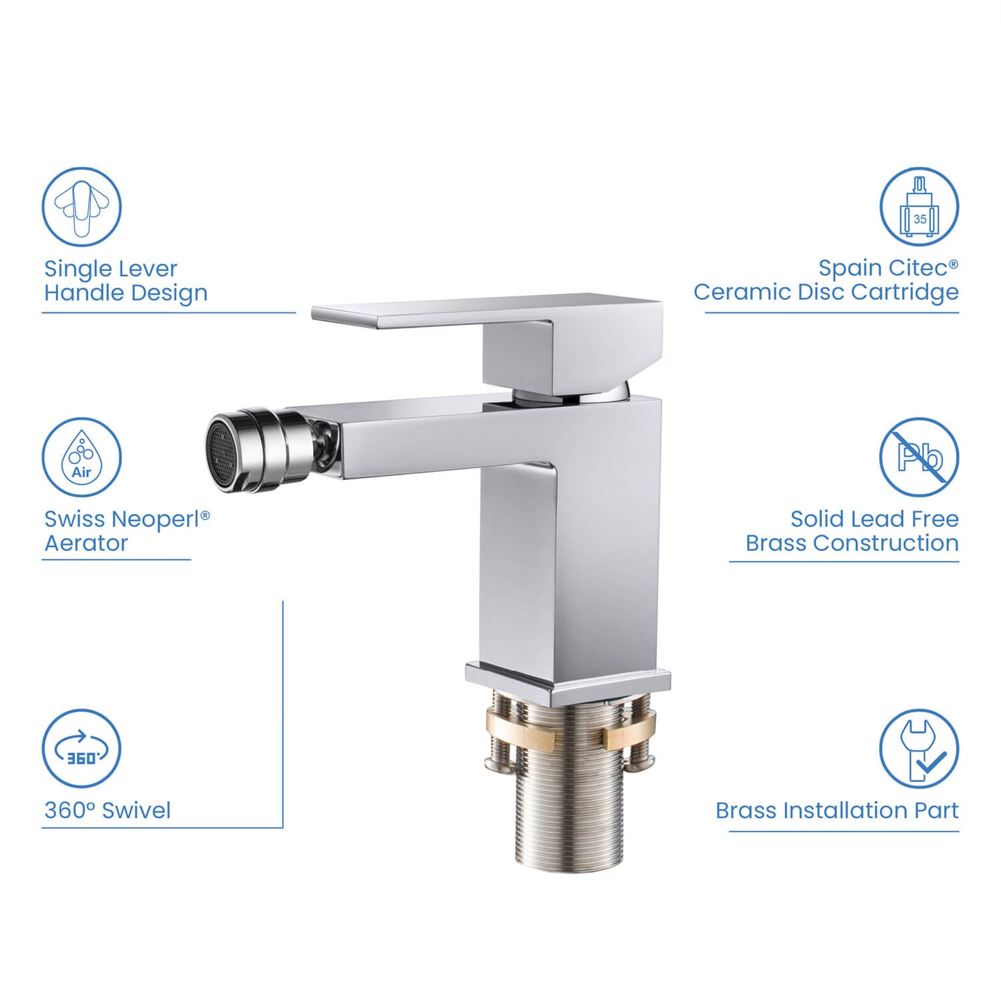 Cube single hole Bidet faucet AT080031