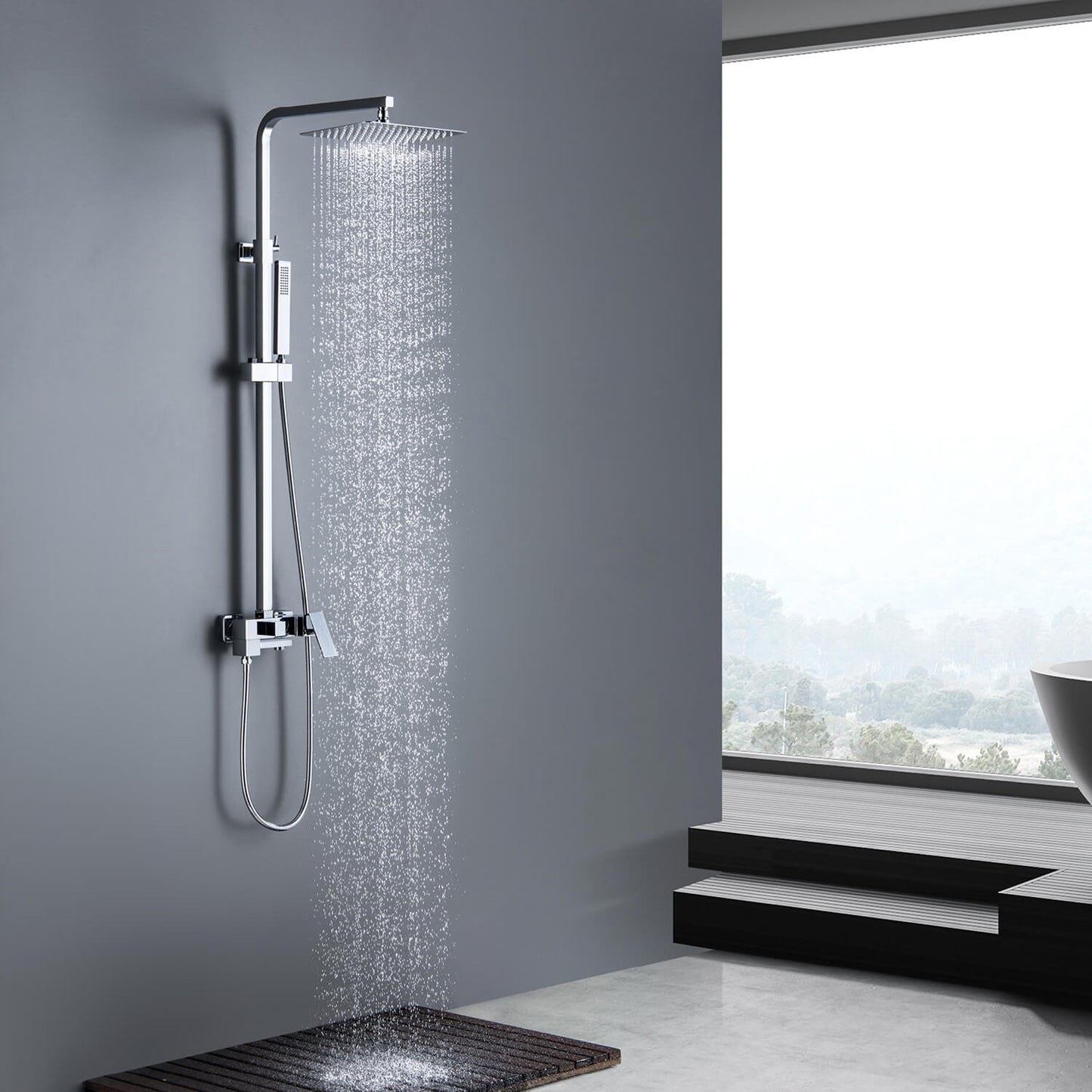 Cube wall mounted Shower faucet with 3 outlets AT080067