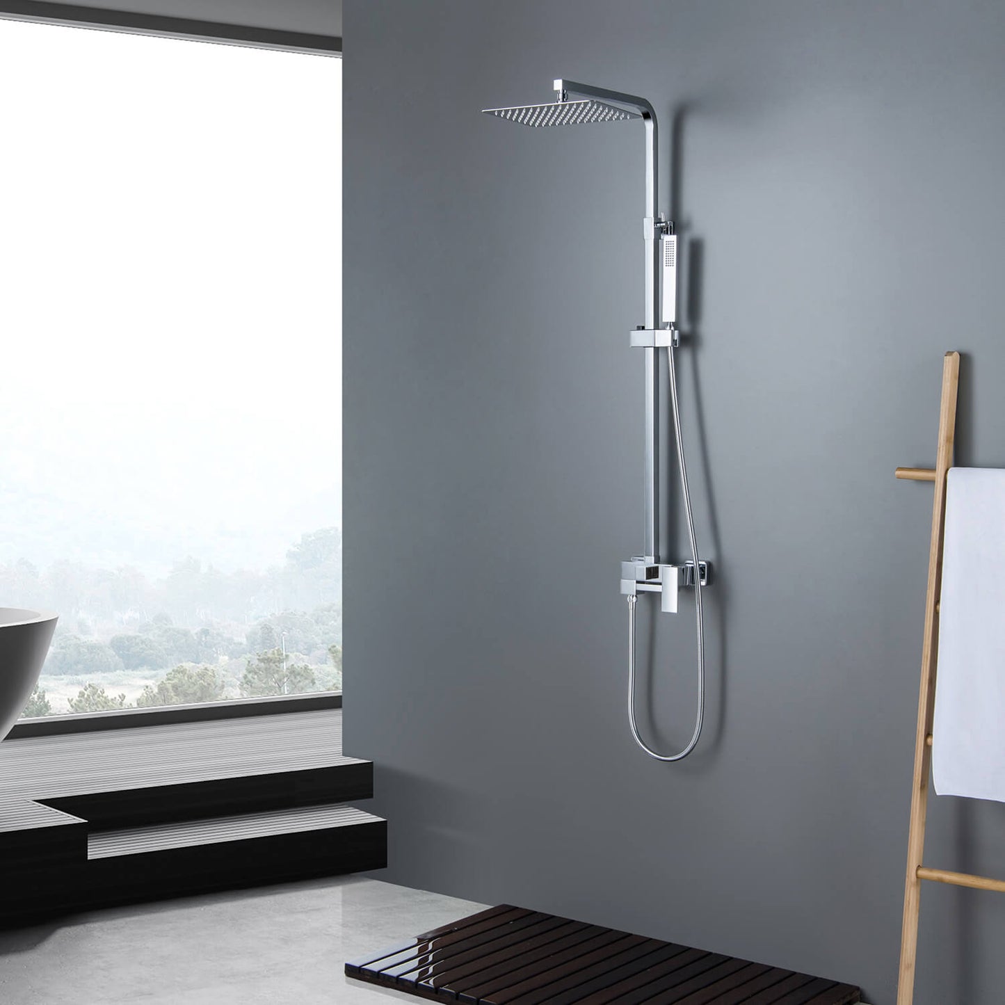 Cube wall mounted Shower faucet with 3 outlets AT080067