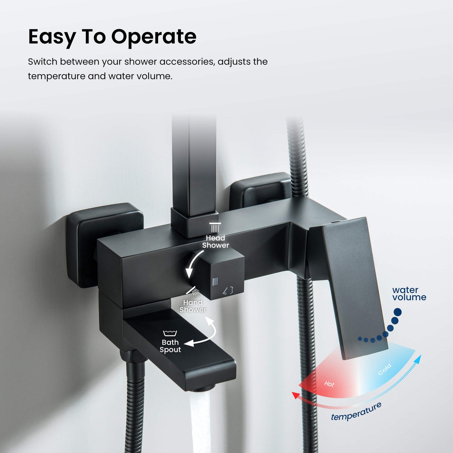 Cube wall mounted Shower faucet with 3 outlets AT080067