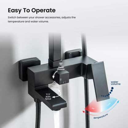Cube wall mounted Shower faucet with 3 outlets AT080067