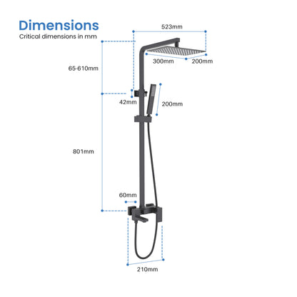 Cube wall mounted Shower faucet with 3 outlets AT080067