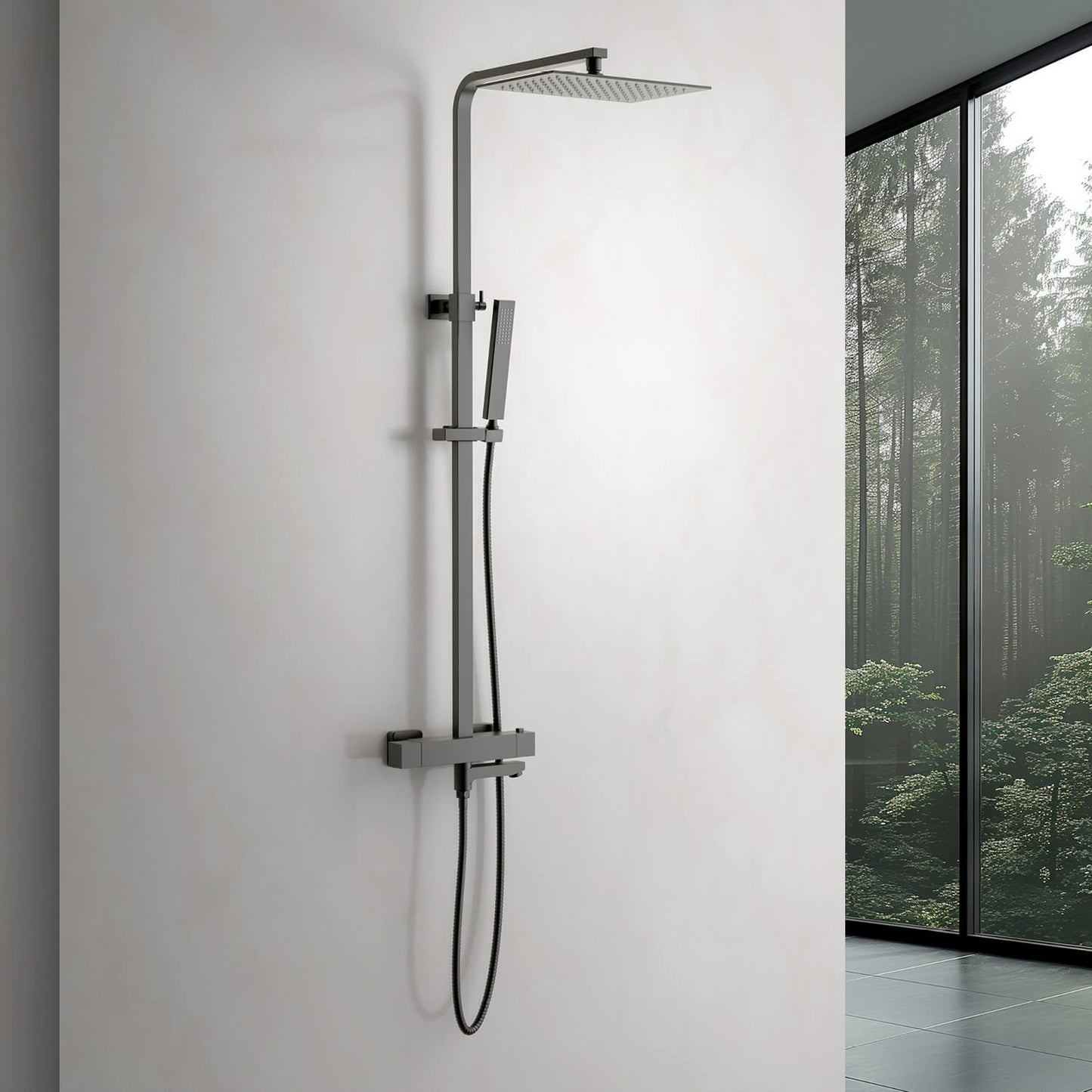Cube Thermostatic bath shower faucet 3 way AT080076