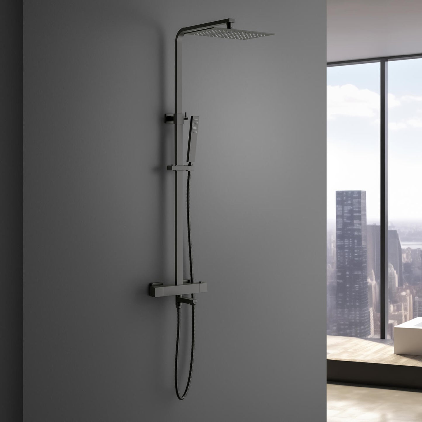 Cube Thermostatic bath shower faucet 3 way AT080076