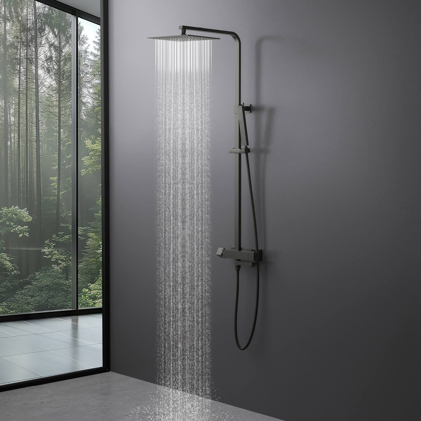 Cube Thermostatic bath shower faucet 3 way AT080076
