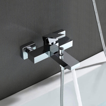 Aquavit Cube chrome wall-mounted bath shower mixer installed above a bathtub AT082200