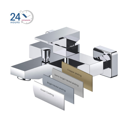 Aquavit Cube bath shower mixer with multilayer finish and 24-hour salt spray testing AT082200