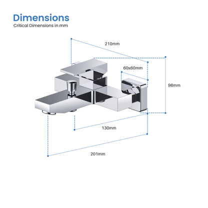 Aquavit Cube AT082200 bath shower mixer dimensions and installation measurements