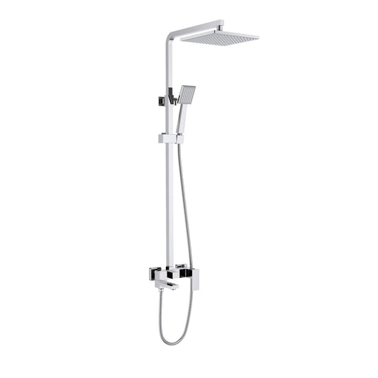 Aquavit Cube chrome square three-outlet shower column with spout-operated diverter AT086401