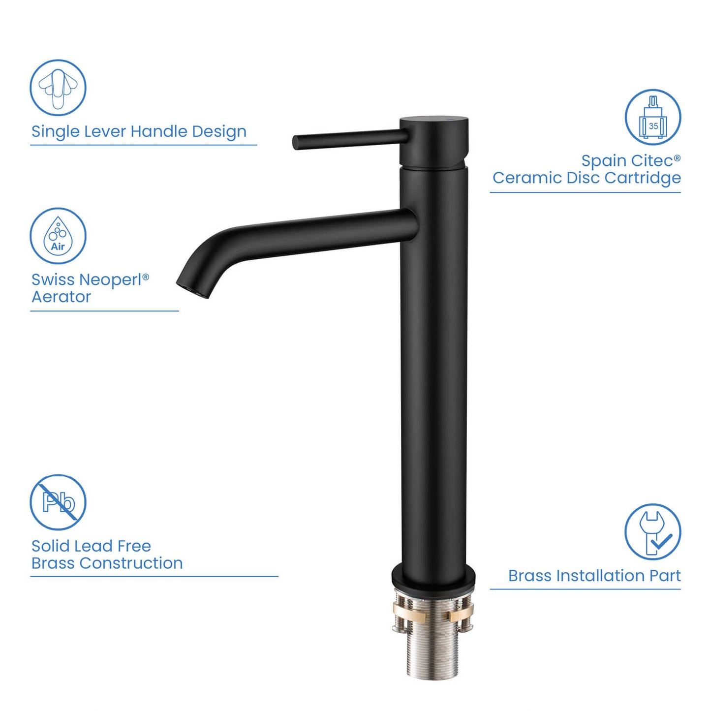 Circular Single hole vessel basin faucet AT090012