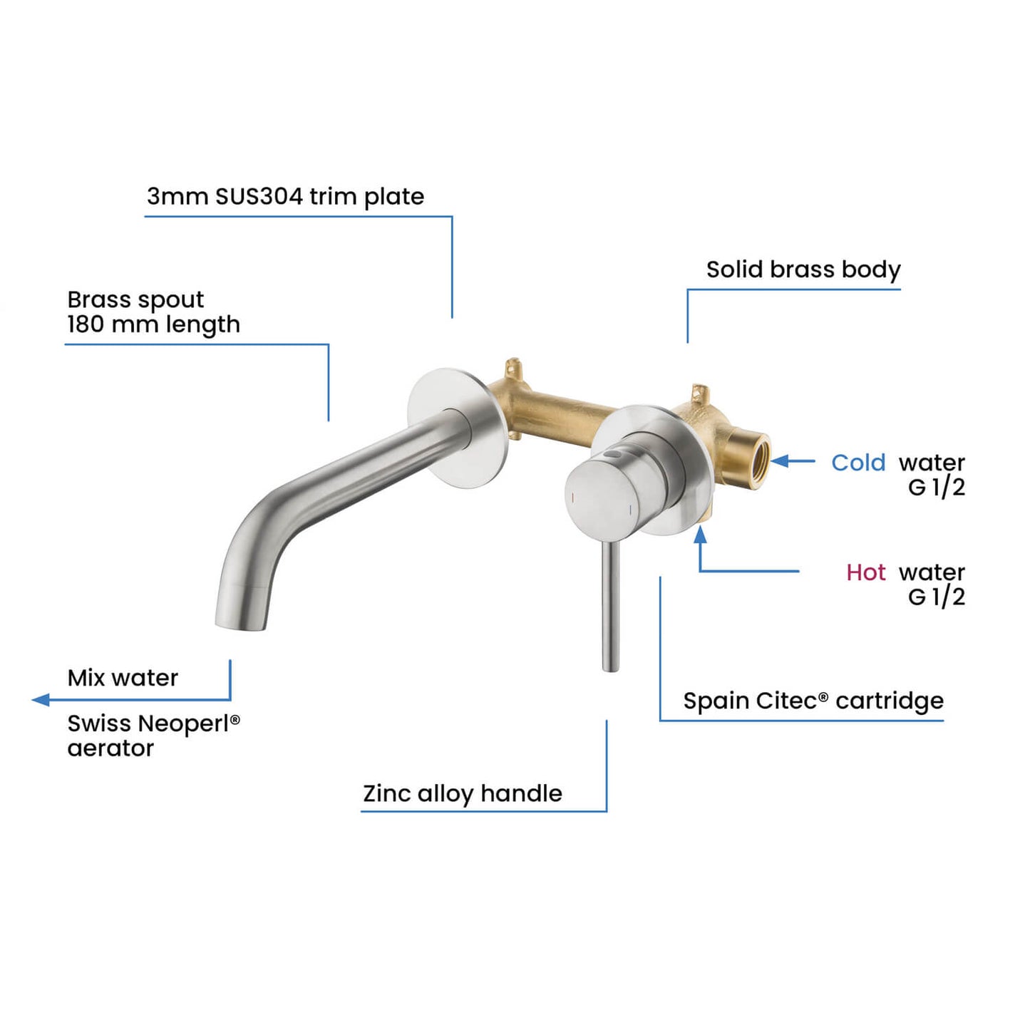 Circular Wall Concealed basin mixer AT090015