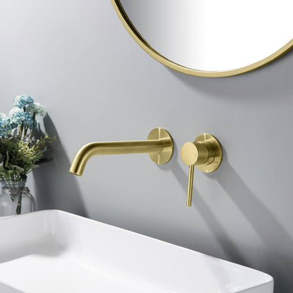 Circular Wall Concealed basin mixer with 220mm brass spout AT090018