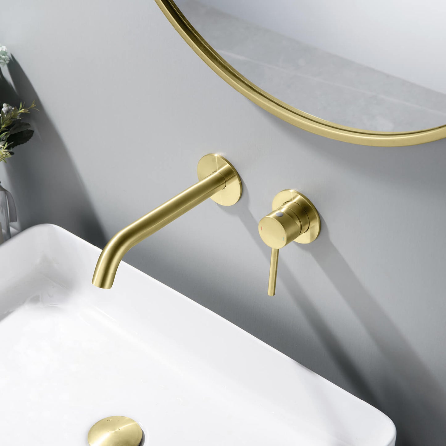 Circular Wall Concealed basin mixer with 220mm brass spout AT090018