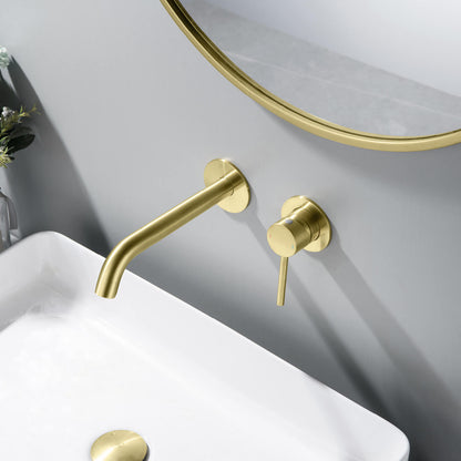 Circular Wall Concealed basin mixer with 220mm brass spout AT090018