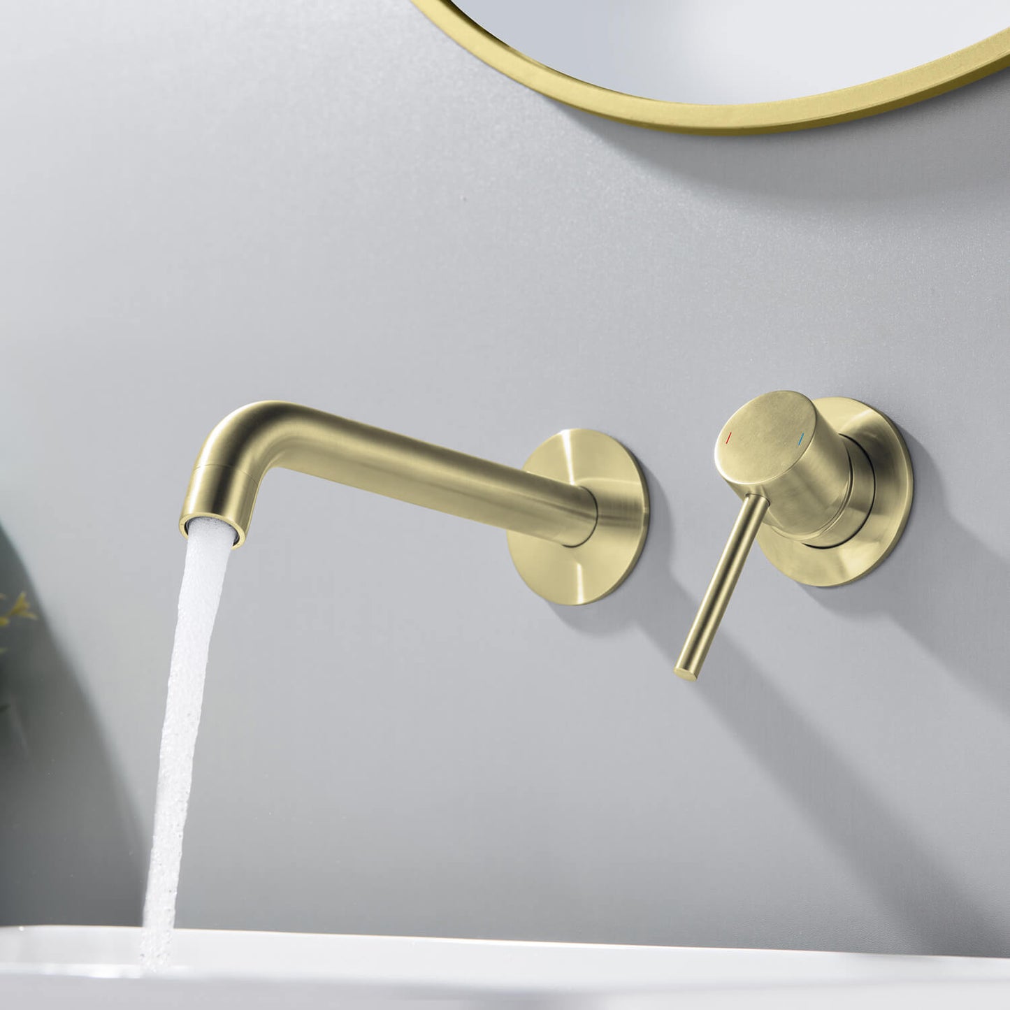 Circular Wall Concealed basin mixer with 220mm brass spout AT090018