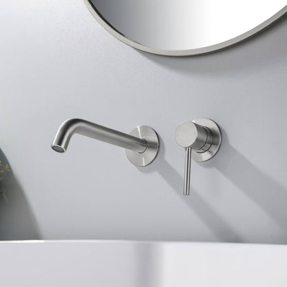 Circular Wall Concealed basin mixer with 220mm brass spout AT090018