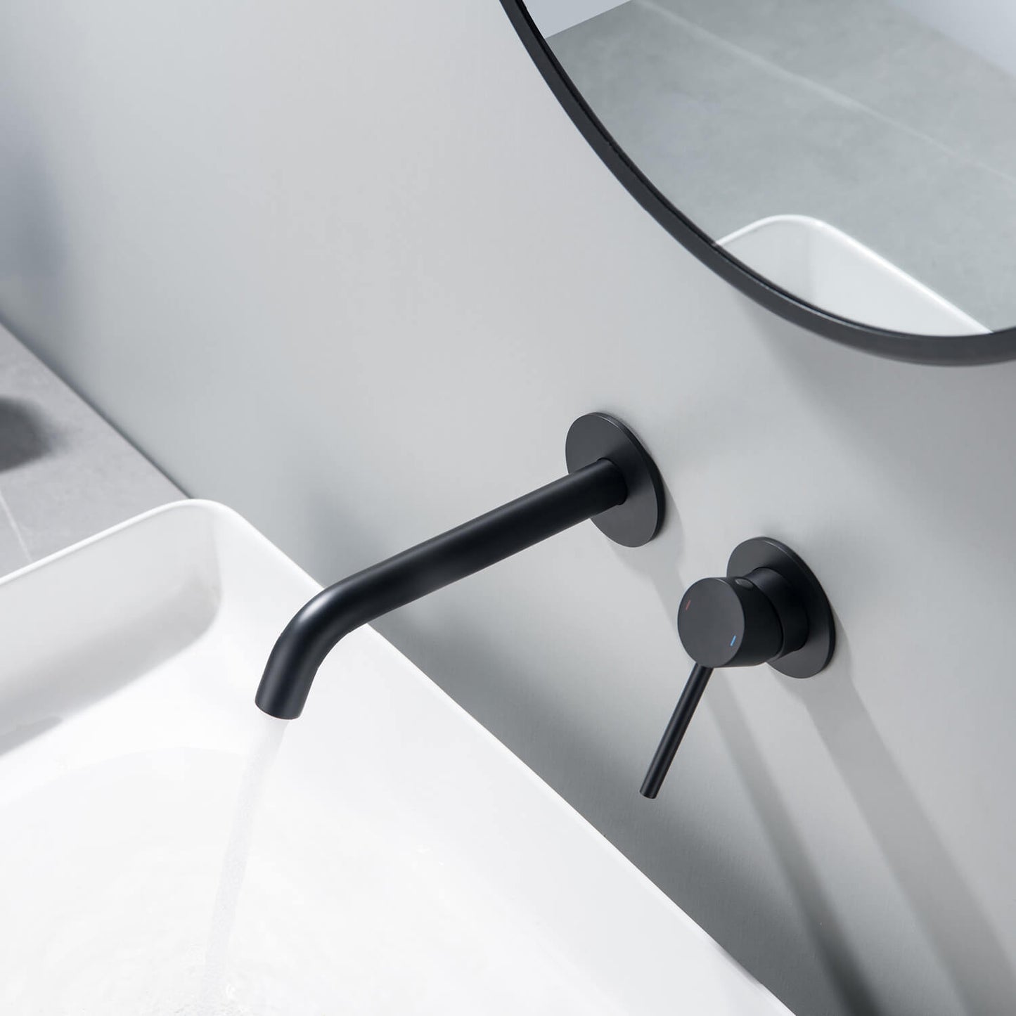 Circular Wall Concealed basin mixer with 220mm brass spout AT090018