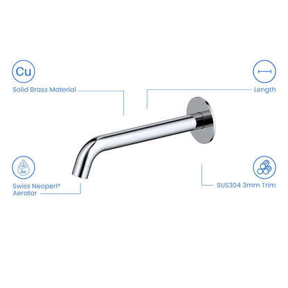 Aquavit Circular solid brass bath spout with Swiss Neoperl aerator and SUS304 trim plate
