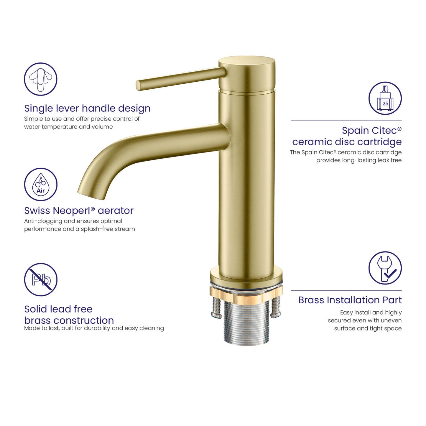 Circular Single hole basin faucet AT090111