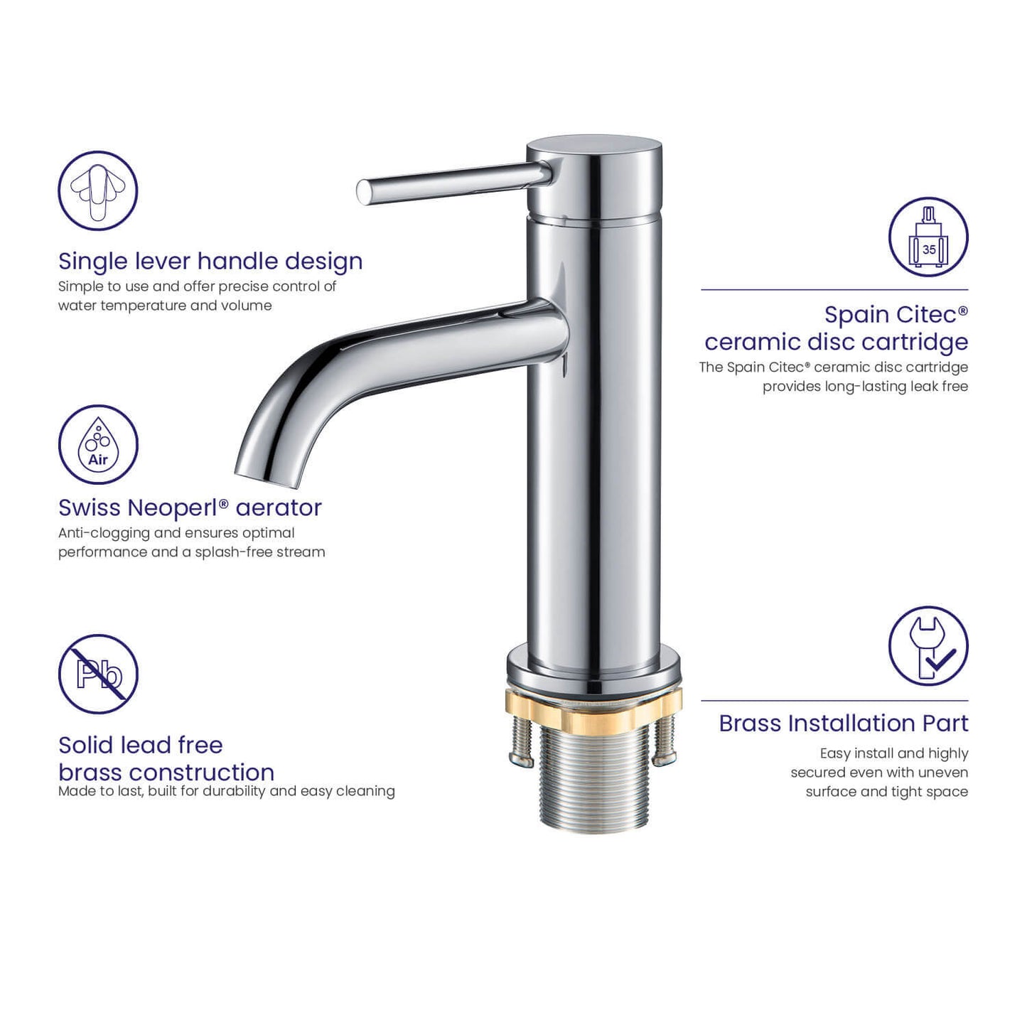 Circular Single hole basin faucet AT090111