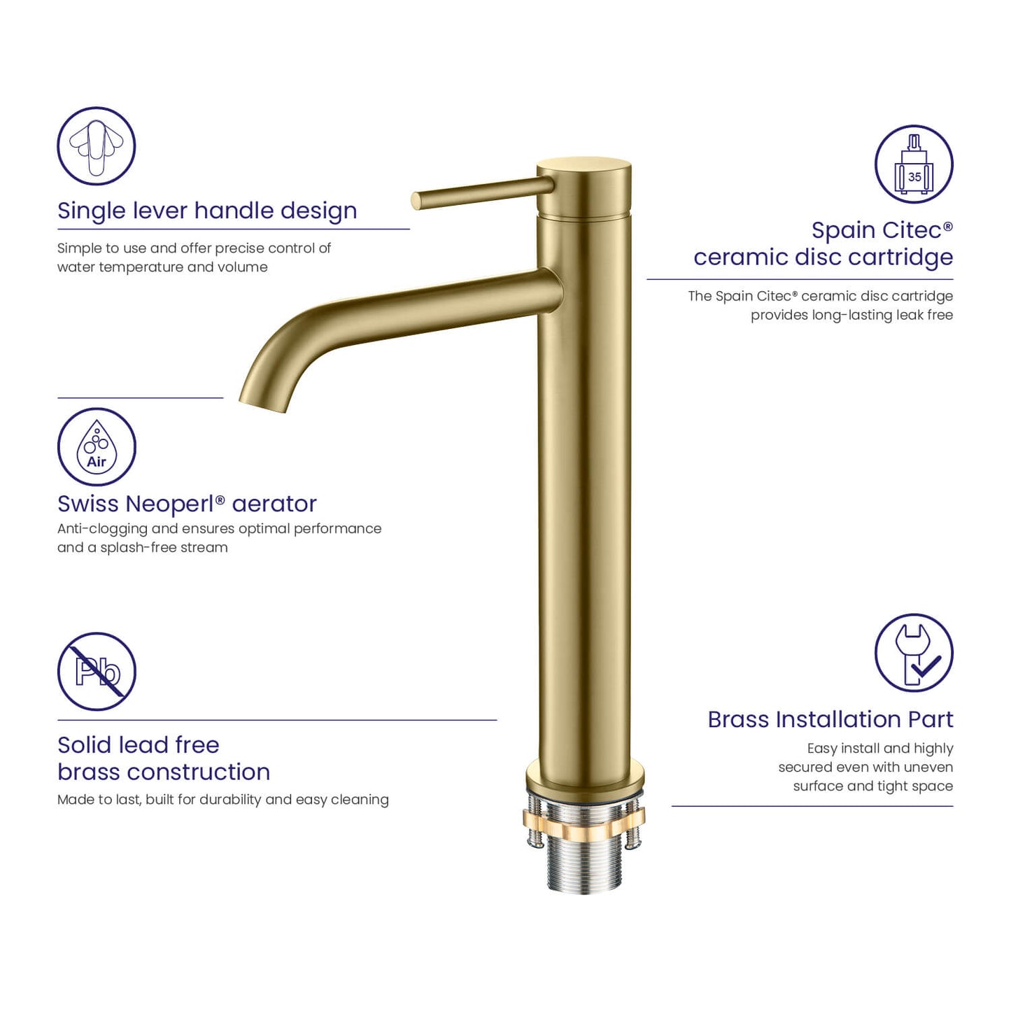 Circular Single hole vessel basin faucet AT090112
