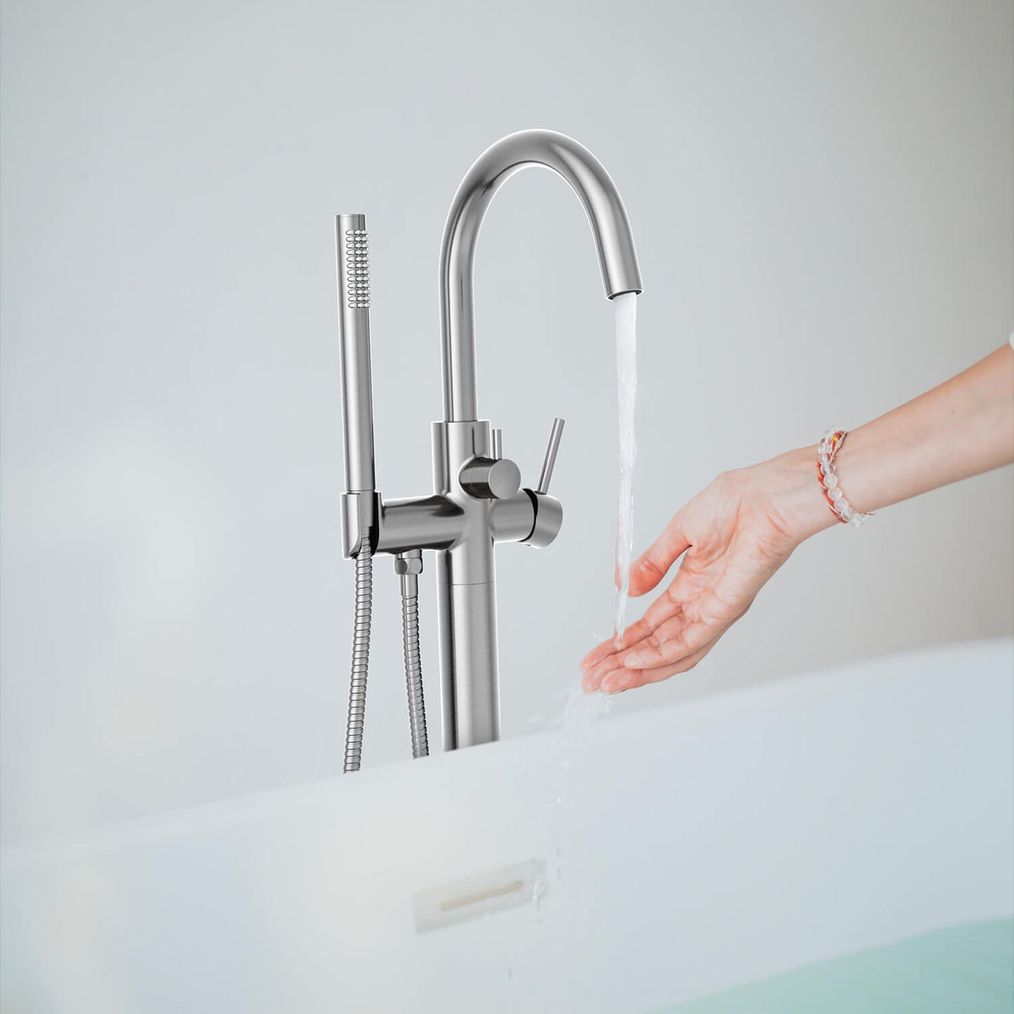 Aquavit Circular Freestanding Tub Faucet with high arc spout TF0903011
