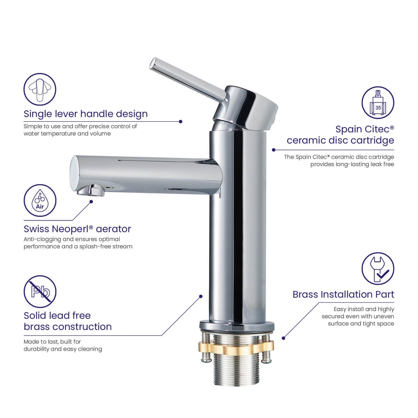 Circular Single hole basin faucet AT090211