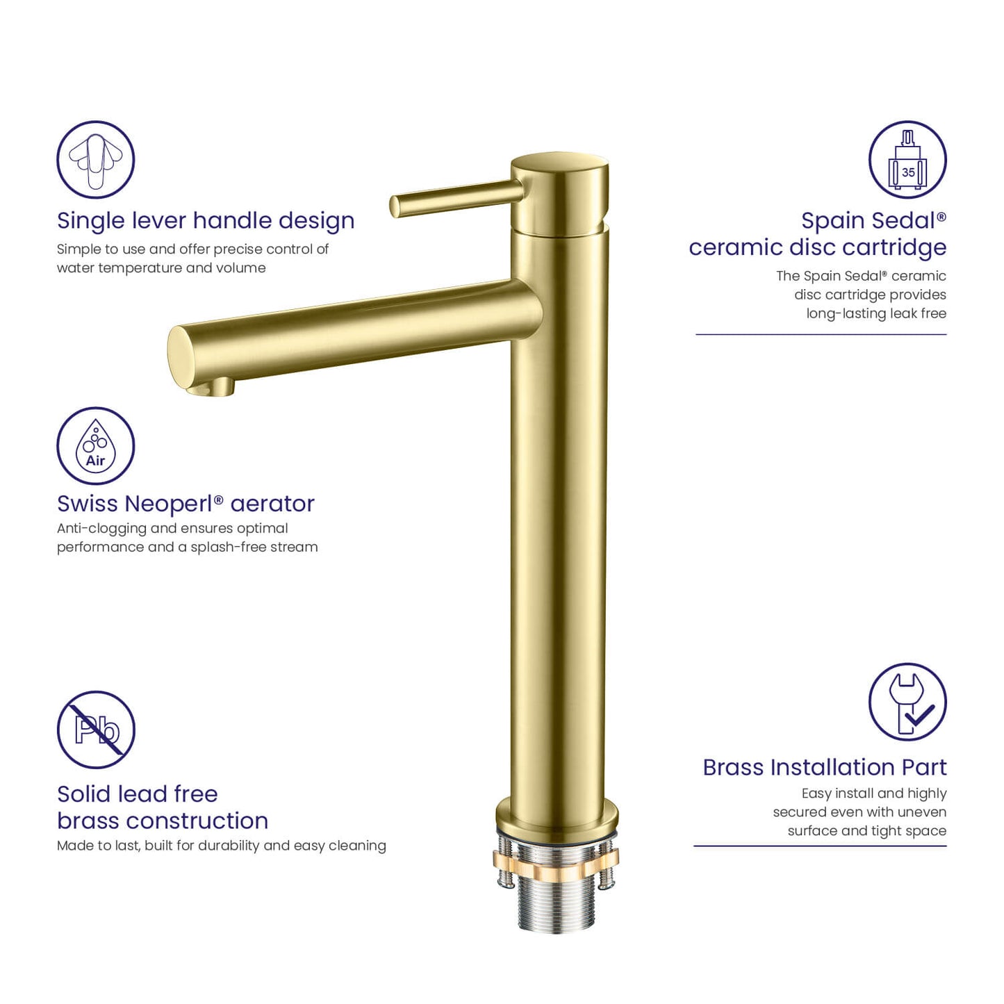 Circular Single hole vessel basin faucet AT090212