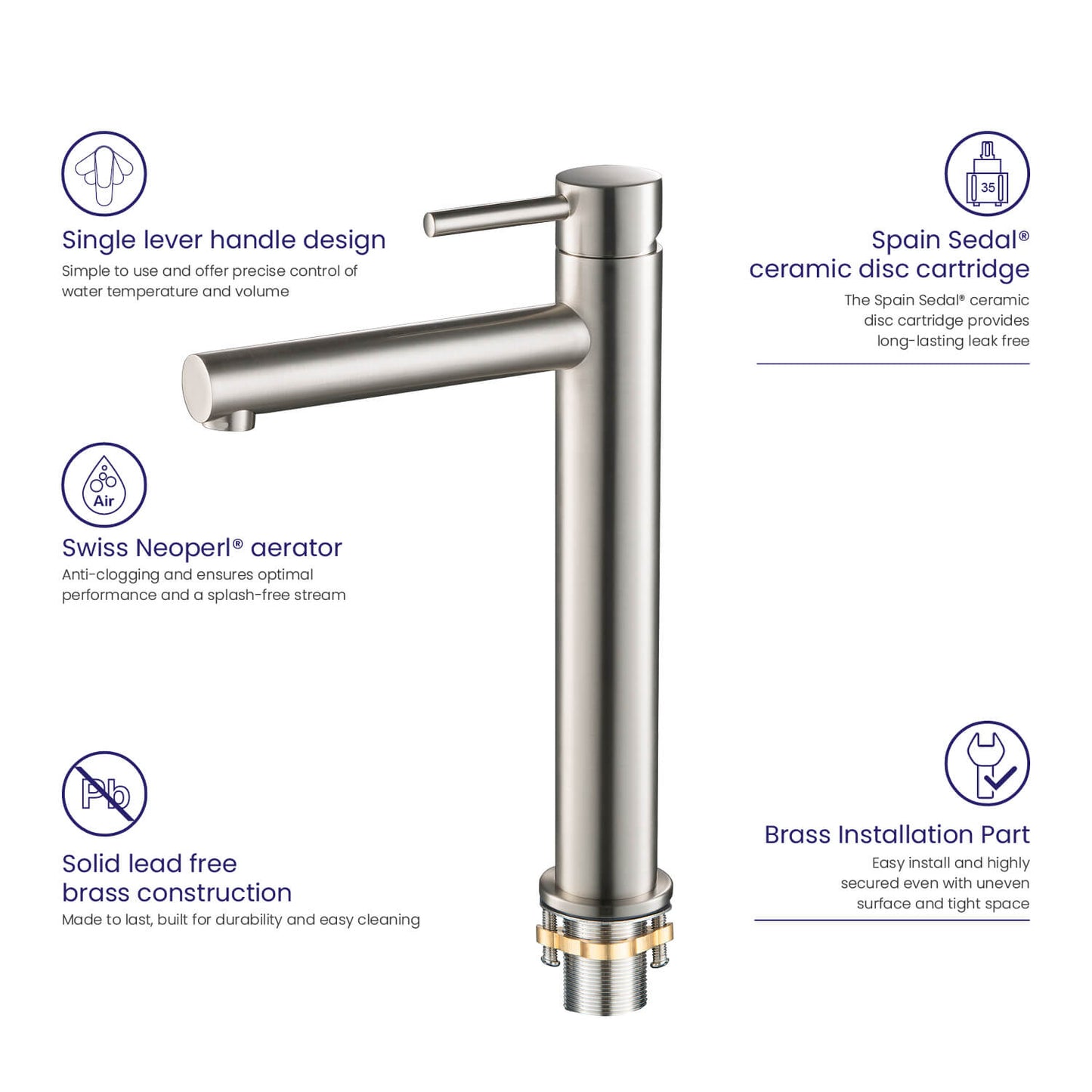 Circular Single hole vessel basin faucet AT090212