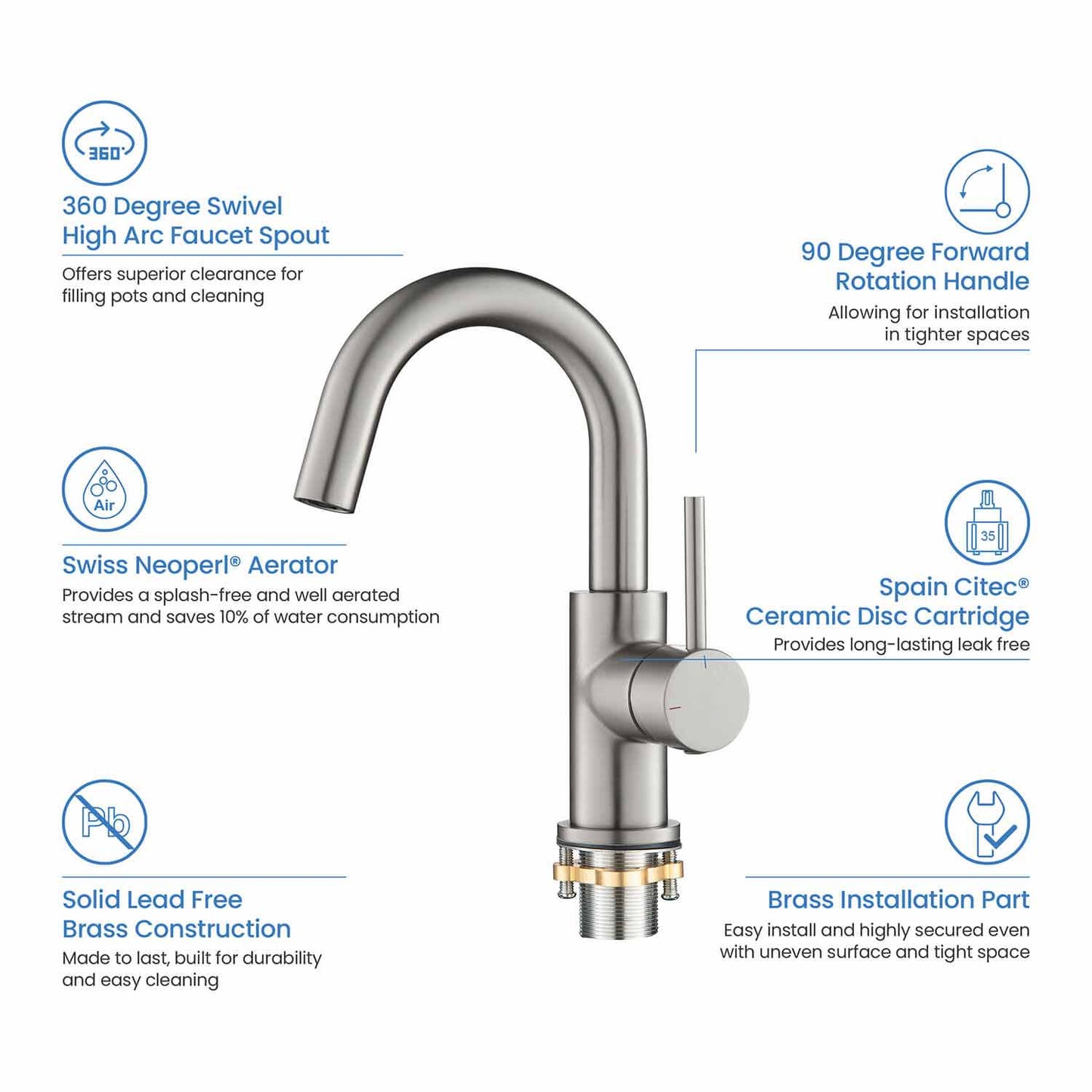 Circular Single hole basin faucet AT090311
