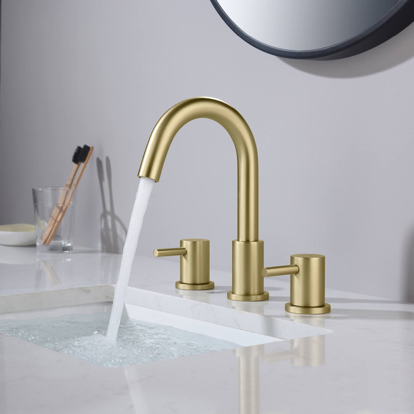 Modern Widespread Basin Mixer with Quick-Connect Installation AT090314
