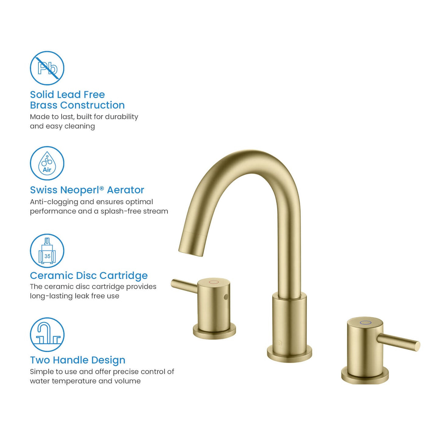 Modern Widespread Basin Mixer with Quick-Connect Installation AT090314