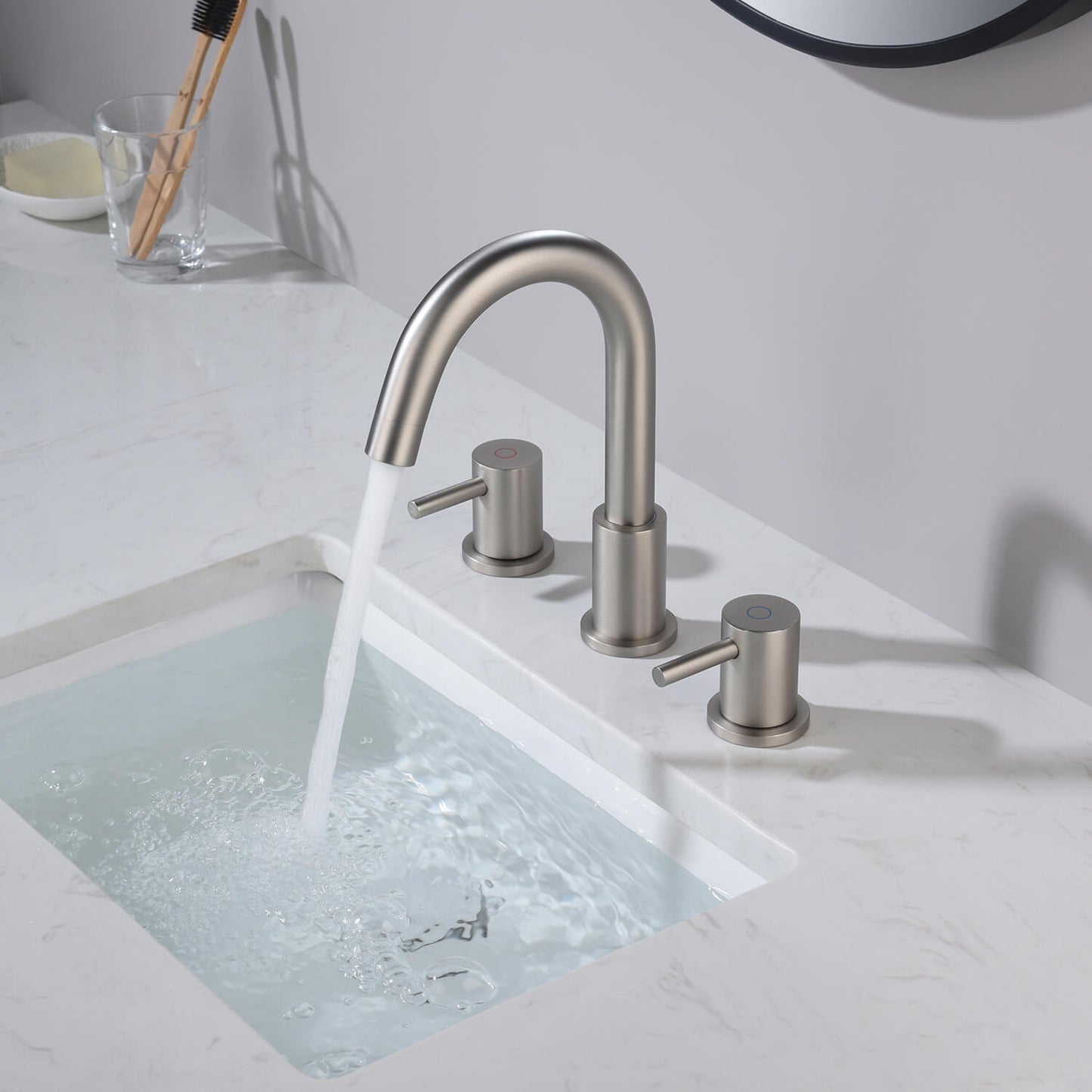 Modern Widespread Basin Mixer with Quick-Connect Installation AT090314