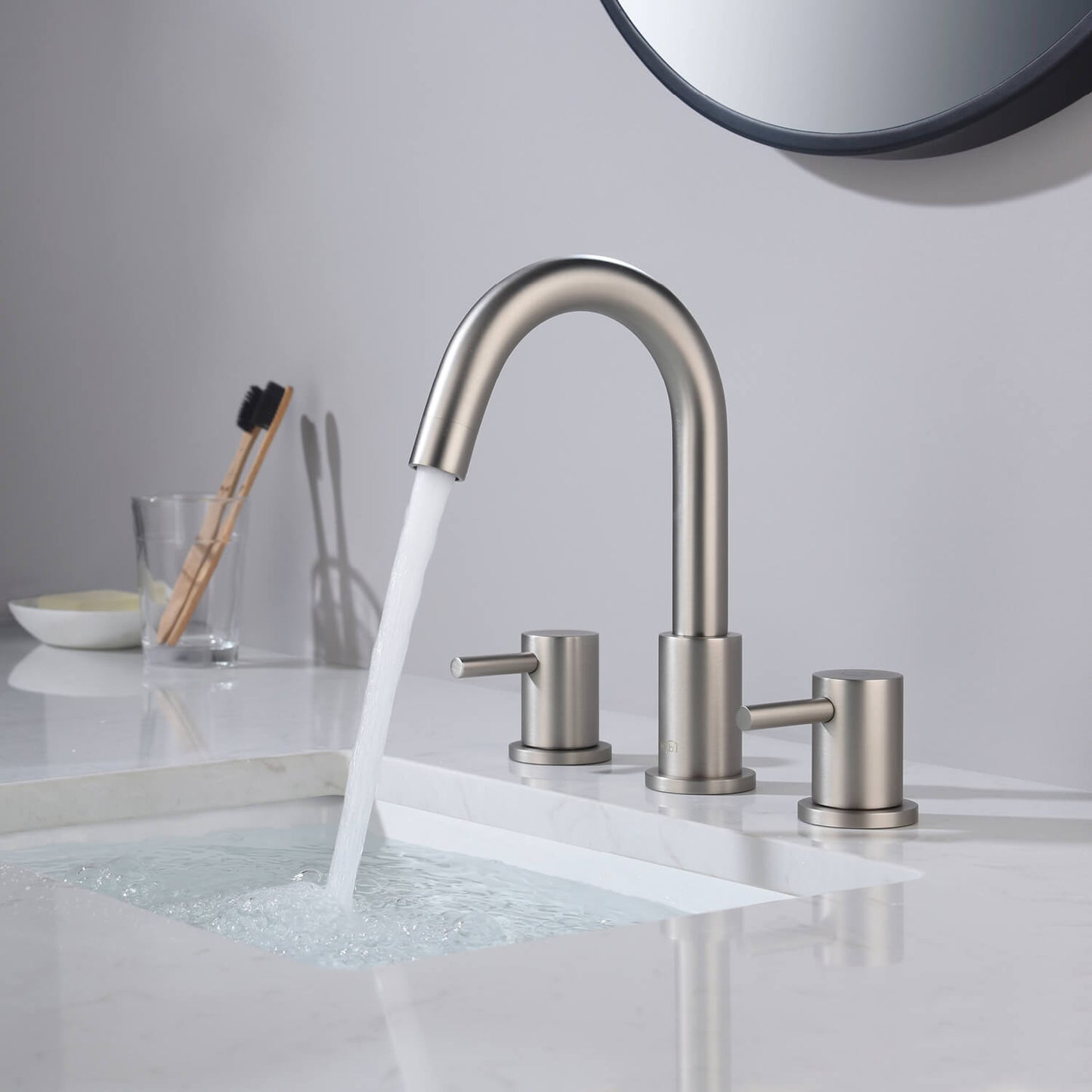 Modern Widespread Basin Mixer with Quick-Connect Installation AT090314