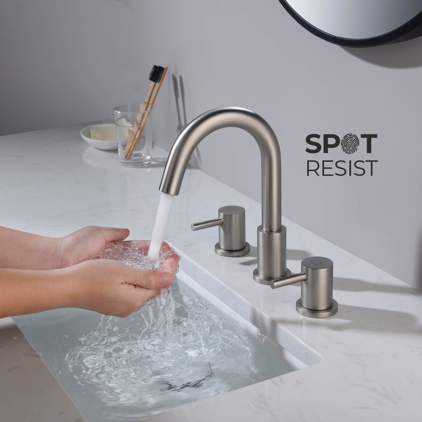 Modern Widespread Basin Mixer with Quick-Connect Installation AT090314