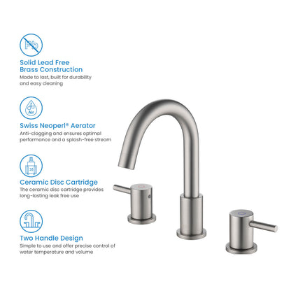 Modern Widespread Basin Mixer with Quick-Connect Installation AT090314