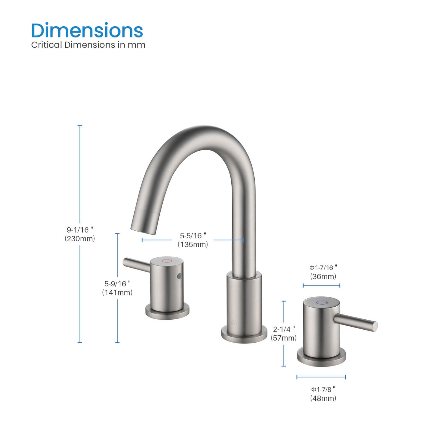 Modern Widespread Basin Mixer with Quick-Connect Installation AT090314