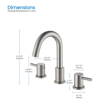 Modern Widespread Basin Mixer with Quick-Connect Installation AT090314