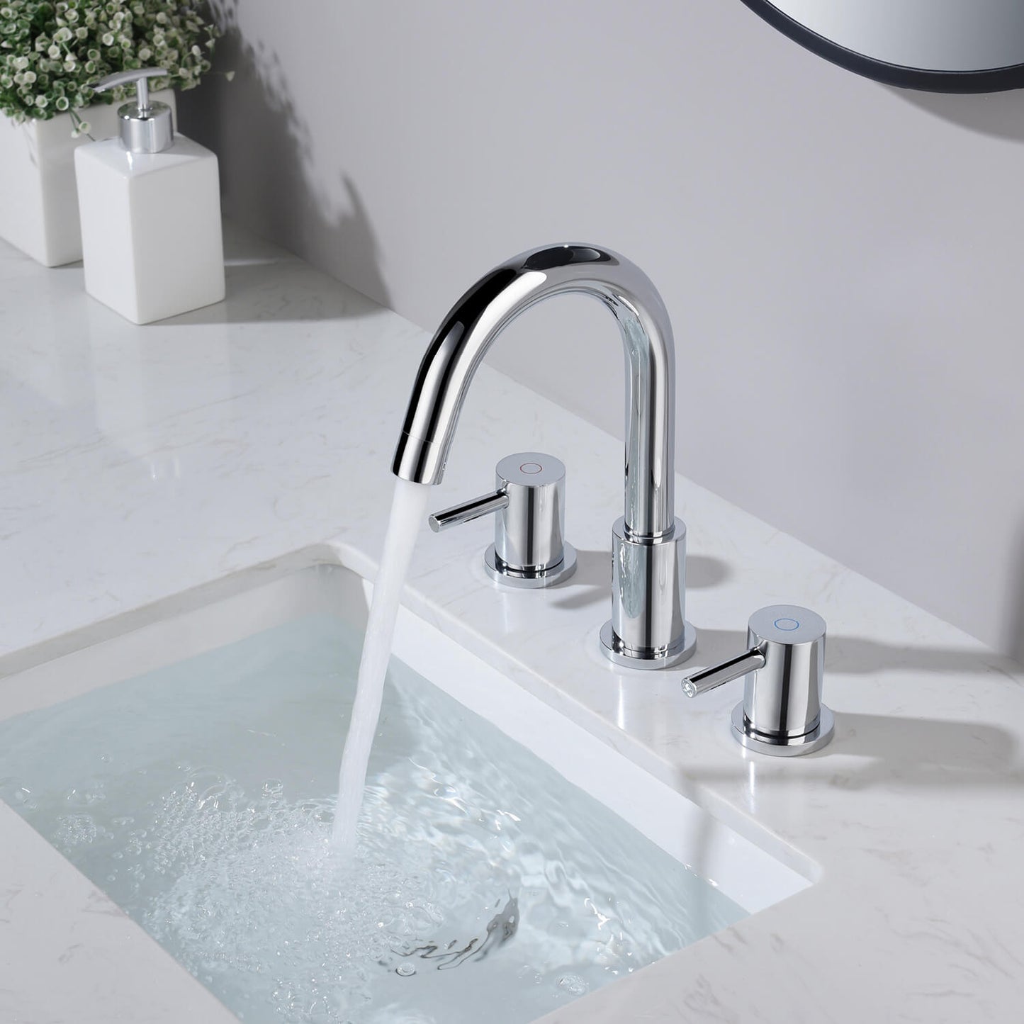 Modern Widespread Basin Mixer with Quick-Connect Installation AT090314