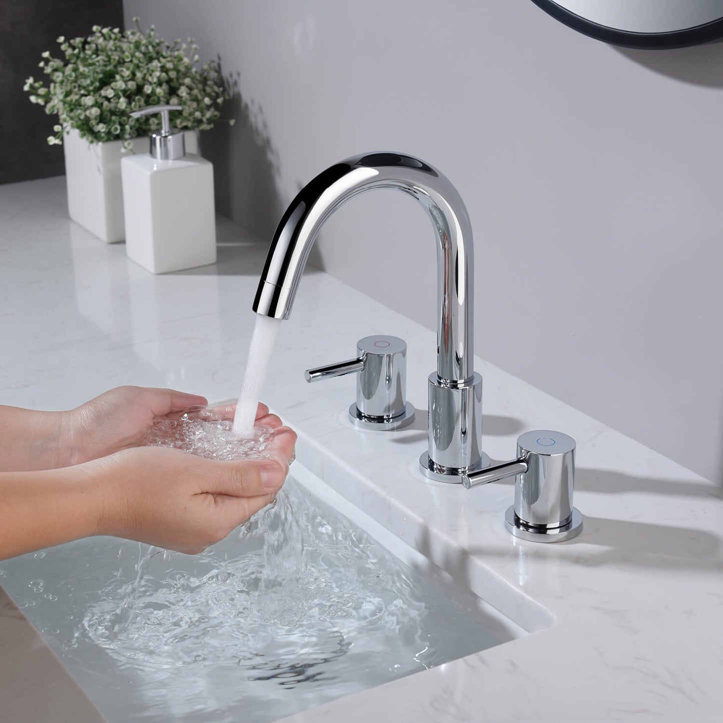Modern Widespread Basin Mixer with Quick-Connect Installation AT090314