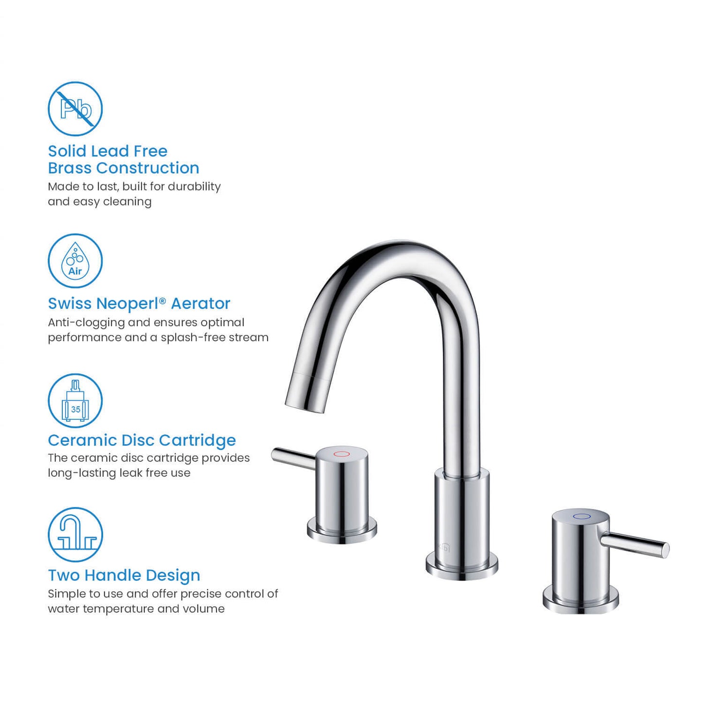 Modern Widespread Basin Mixer with Quick-Connect Installation AT090314