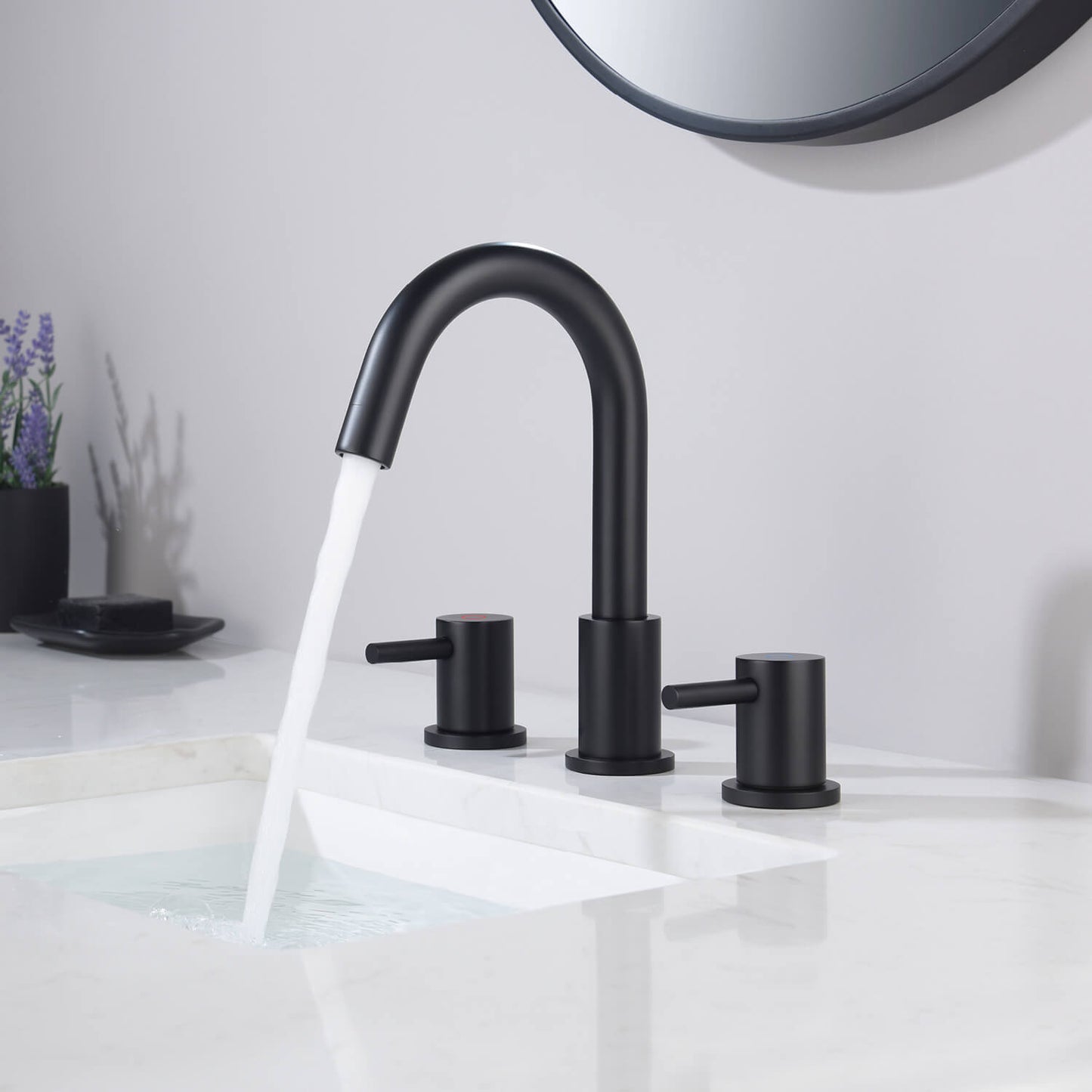 Modern Widespread Basin Mixer with Quick-Connect Installation AT090314