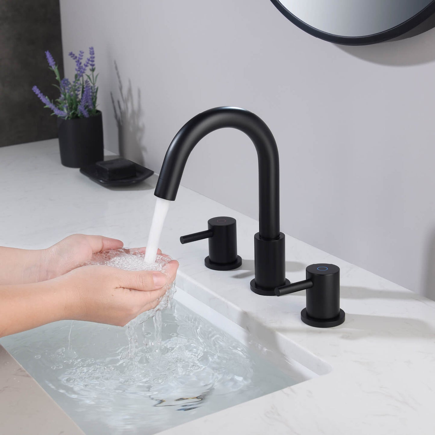 Modern Widespread Basin Mixer with Quick-Connect Installation AT090314