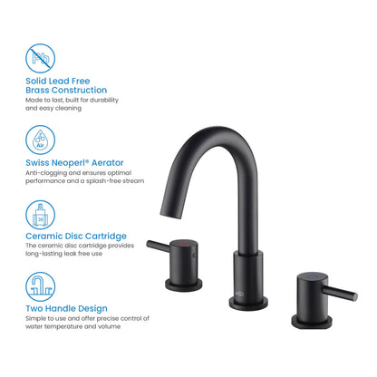 Modern Widespread Basin Mixer with Quick-Connect Installation AT090314