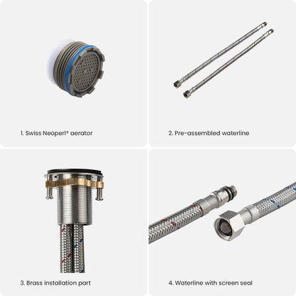Aquavit Circular AT090711 aerator, waterlines and brass mounting components