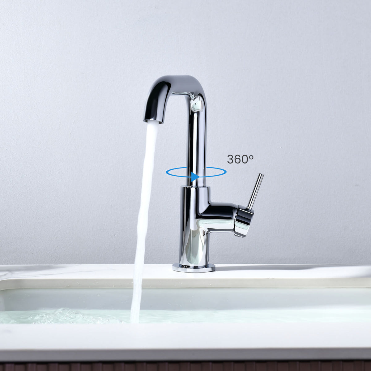 Aquavit Circular chrome basin faucet AT090711 with 360-degree swivel spout