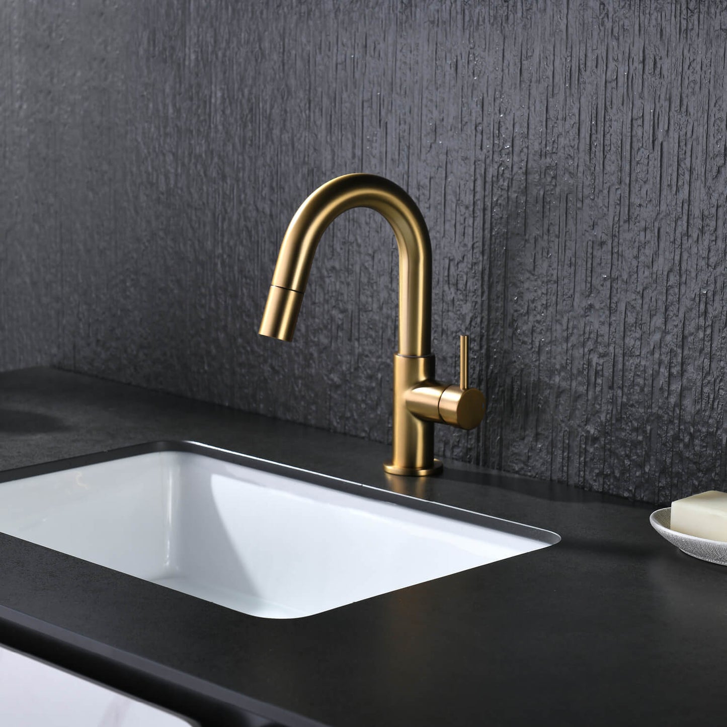 Aquavit Circular Series Pull Out Bathroom Faucet Magnetic Docking Lead Free Brass AT090811