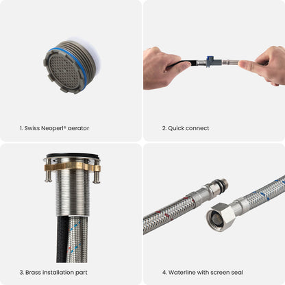 Aquavit Circular Series Pull Out Bathroom Faucet Magnetic Docking Lead Free Brass AT090811