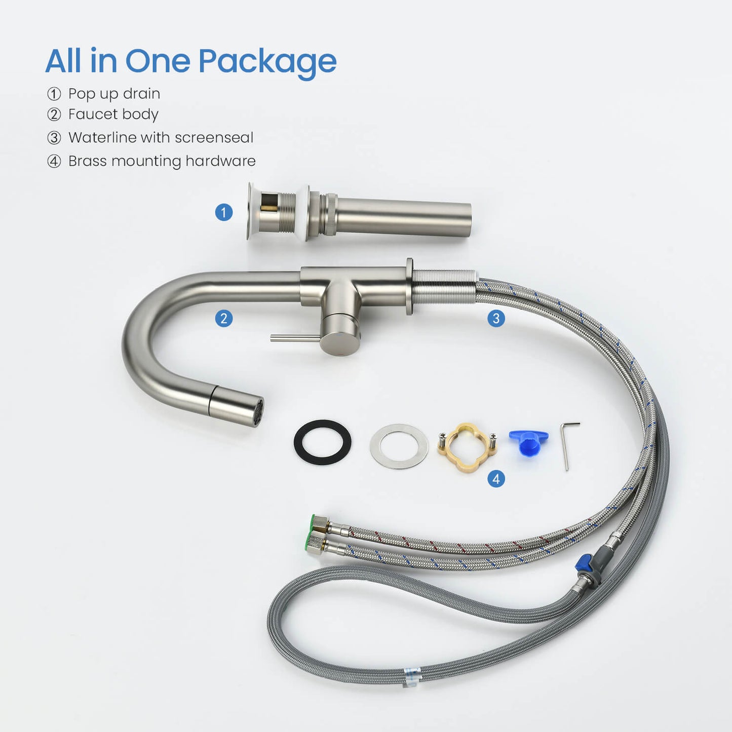 Aquavit Circular Series Pull Out Bathroom Faucet Magnetic Docking Lead Free Brass AT090811