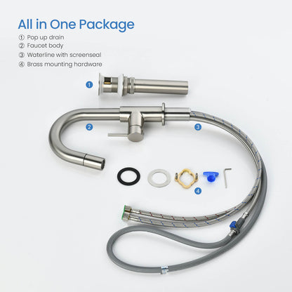 Aquavit Circular Series Pull Out Bathroom Faucet Magnetic Docking Lead Free Brass AT090811